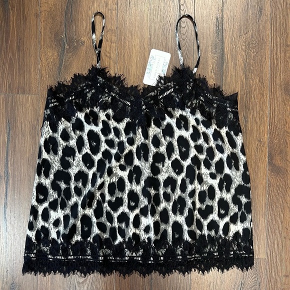 🆕 ee:some Rescue You Gray Leopard Print Lace Tank Top SZ LG - Picture 1 of 6